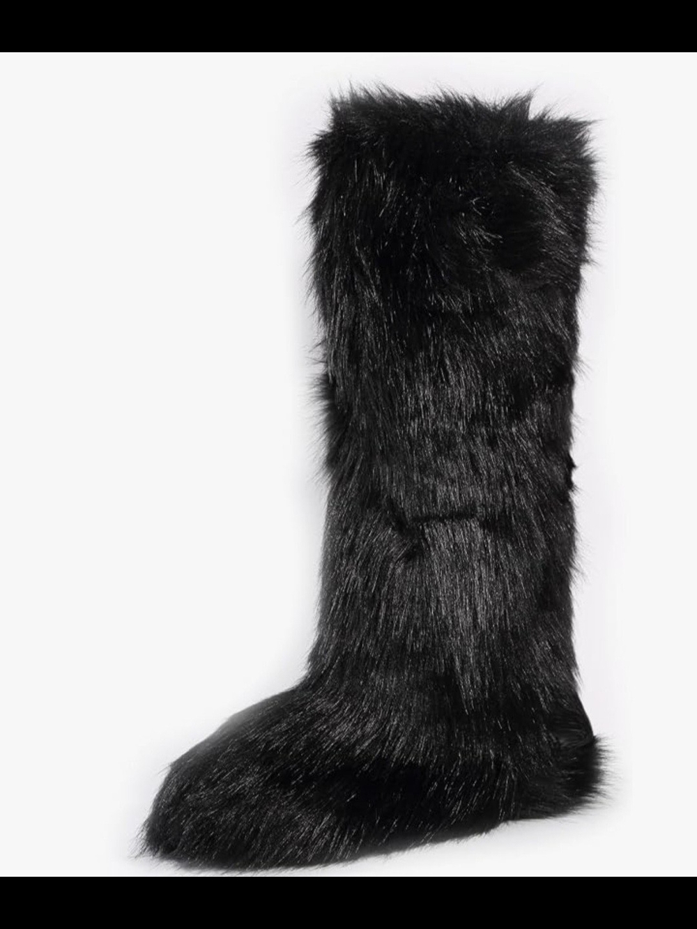 Black Faux Fur Knee-High Women's Boot